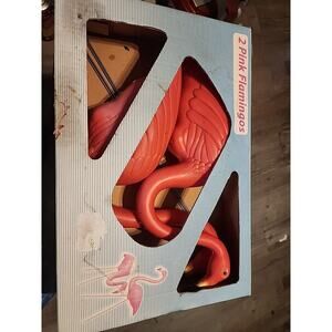 Vintage Don Featherstone Pink Flamingo Blow Mold Set Of 2 - Union Products New